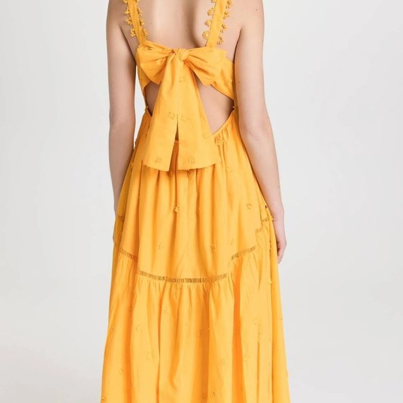 FARM RIO Yellow 3D Flowers Midi Dress - Picture 10 of 16